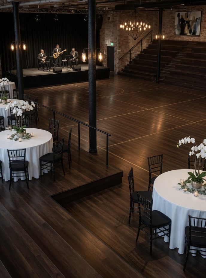 Milroy Event Center ballroom set for an event
